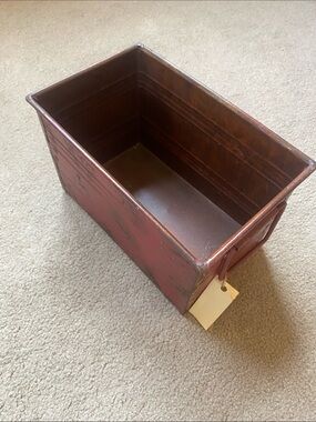Creative Co-Op Distressed Red Metal Storage Bin